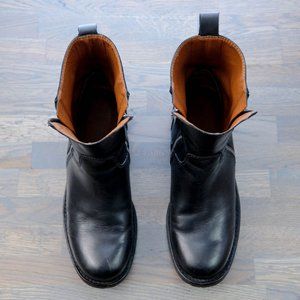 Lucky Brand Black Leather, Zip Up, Moto Boots, Womens 9